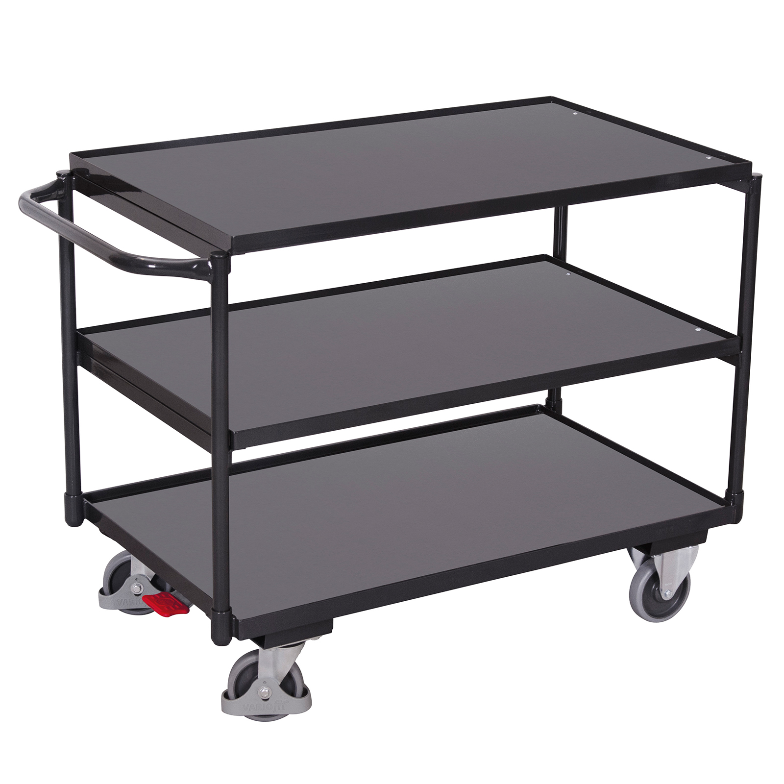VARIOfit Tischwagen mit Schiebegriff und 3 Ladeflächen 985x595mm Anthrazitgrau