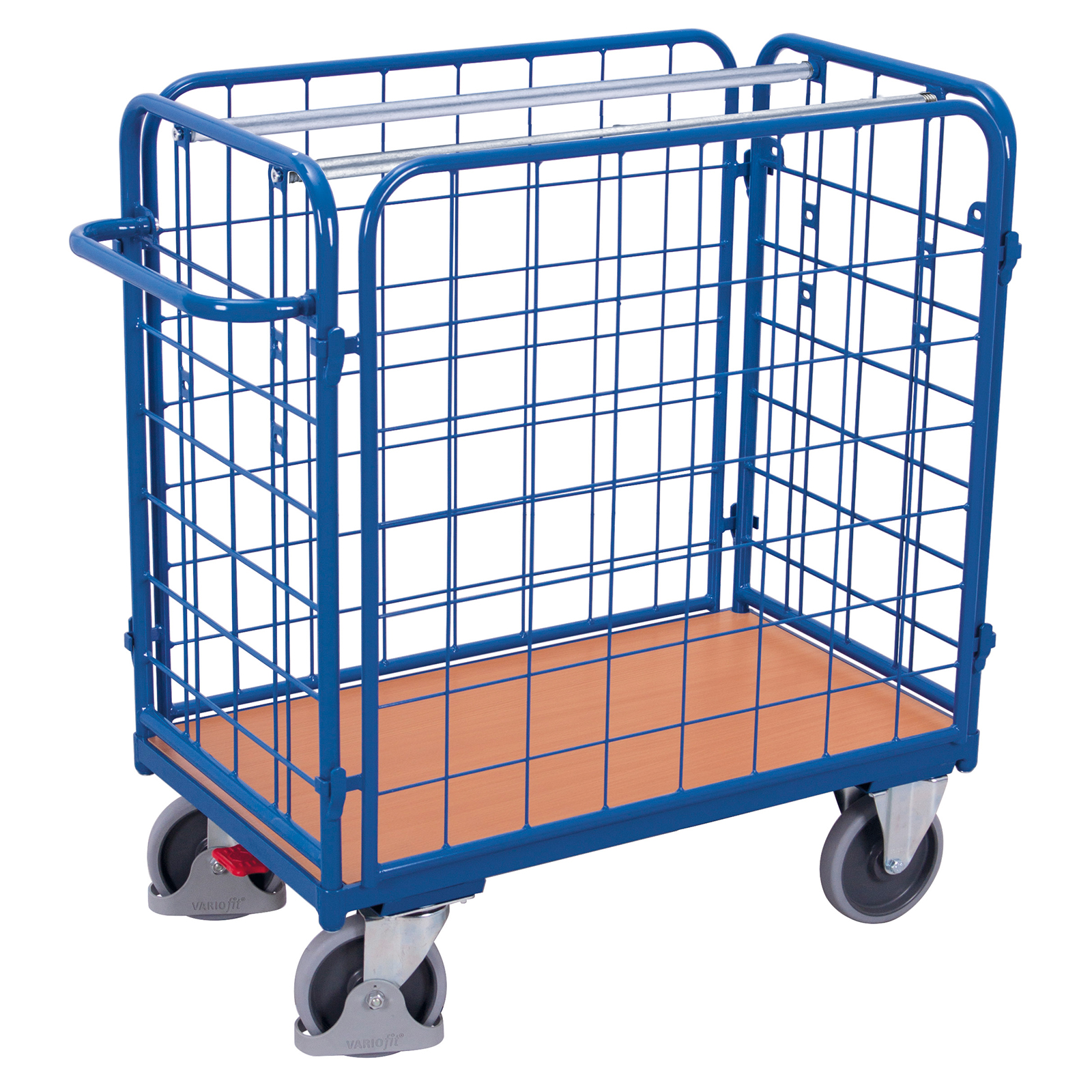 VARIOfit Paket-Vierwandwagen, niedrig, vergittert Ladefläche bis 1200x800mm