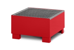 RR Industrietechnik Auffangwanne aus Stahl für 1x 200 Liter Fass mit Gitterrost RAL 3000 feuerrot