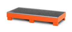 RR Industrietechnik Auffangwanne aus Stahl für 3x 200 Liter Fass mit Gitterrost RAL 2004 reinorange