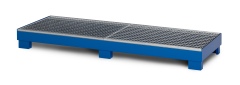 RR Industrietechnik Auffangwanne aus Stahl für 4x 200 Liter Fass mit Gitterrost BxTxH 2400x800x240 mm