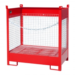 Bauer Fass-Stapelpalette FSP-2 D, Drahtgitterwände, Feuerrot