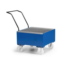 RR Industrietechnik Fahrbare Auffangwanne aus Stahl für 1x 200 Liter Fass mit Gitterrost