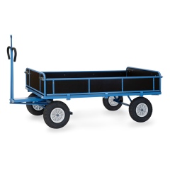 Fetra Handpritschenwagen mit Zugöse, Bordwänden und Polyurethanbereifung, 1940x940mm Ladefläche 750kg Tragkraft