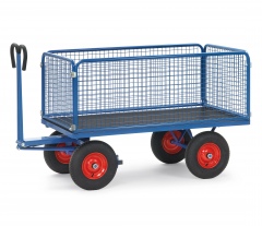 Fetra Handpritschenwagen mit Drahtgitterwänden 600mm hoch