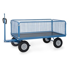 Fetra Handpritschenwagen mit Zugöse, Drahtgitterwänden und Polyurethanbereifung, 1935x995mm Ladefläche 750kg Tragkraft