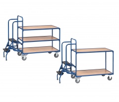 Fetra Kommissionierwagen mit Trittstufen 2-3 Etagen Buchendekor