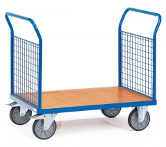 Fetra Multivario Doppel-Stirnwandwagen in Buchendekor mit Drahtgitter 1000x700mm Ladefläche