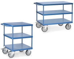 Fetra Tischwagen mit Stahlblech Plattformen, bündig mit Rahmen
