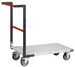 FIMM Plattformwagen mit festem Bügel und MDF-Platte Ablagefläche 850x495mm 250kg Tragkraft