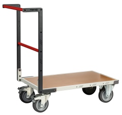 FIMM Plattformwagen mit festem Bügel und Holzplatte Ablagefläche 850x495mm 400kg Tragkraft