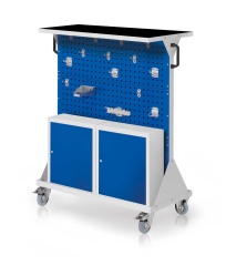 Kappes RasterMobil® mobiler Arbeitsplatzschrank Größe #3 1270x1000x500mm 24-teilig mit Auflageboden inkl. Riffelgummimatte und Einhängeschrank enzianblau