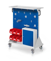 Kappes RasterMobil® mobiler Arbeitsplatzschrank Größe #3 1270x1000x500mm 29-teilig mit Auflageboden aus Stahlblech und Einhängeschrank enzianblau