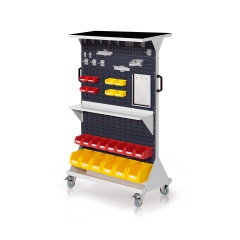 Kappes RasterMobil® mobiler Arbeitsplatzschrank Größe #4 1580x1000x500mm 2x Lochplatte 6x Schlitzplatte 47-teilig mit Auflageboden inkl. Riffelgummimatte anthrazitgrau