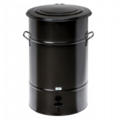Kongamek Abfallbehälter in schwarz aus Blech mit Fußpedal 30l Volumen