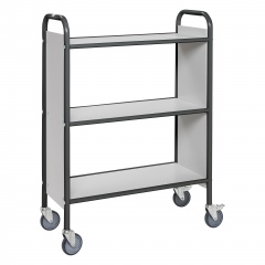 Kongamek Archivwagen in Dunkelgrau mit 2 Böden 780x345x1115mm 150kg Tragkraft, Gummi Ø100mm und Bremse