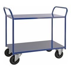 Kongamek Etagenwagen voll verschweisst in blau mit 2 Böden 940x540mm Ladefläche ohne Bremse