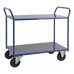 Kongamek Etagenwagen voll verschweisst in blau mit 2 Böden 940x540mm Ladefläche ohne Bremse