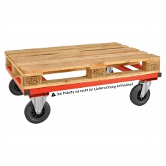 Kongamek Palettenwagen in rot 305mm hoch ohne Bremse für Paletten 1200x1000mm