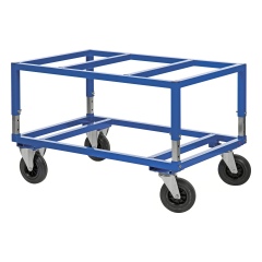 Kongamek Palettenwagen in blau höhenverstellbar 655mm hoch ohne Bremse für Paletten 1200x1000mm