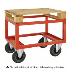 Kongamek Palettenwagen in rot 650mm hoch ohne Bremse für Halbpaletten 800x600mm