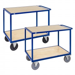 Kongamek Tischwagen in blau 934mm hoch in Holzoptik Gummi/Elastik mit Schiebegriff und Bremse
