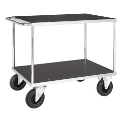 Kongamek Tischwagen in blau 870mm hoch mit verzinkter Ladefläche, wahlweise mit Bremse