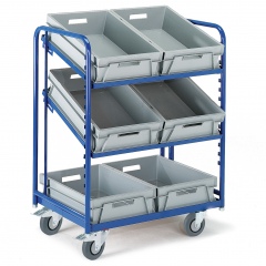 Rollcart Eurokastenwagen inkl. Kästen in grau mit 2 offenen neigbaren Ladeflächen 820x620mm