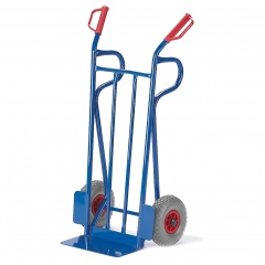 Rollcart Sackkarre -962- mit Rückwand aus Flachstahl 1200mm hoch Schaufelbreite 400mm Vollgummi