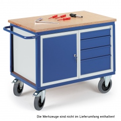 Rollcart Werkstattwagen mit Stahlschrank und 4 Schubladen 600kg Tragkraft