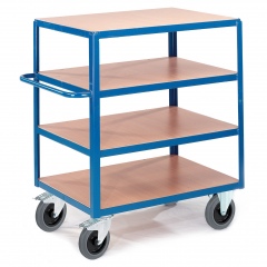 Rollcart Schwerer Tischwagen mit 4 Ladeflächen im Buchendekor 600kg Tragkraft