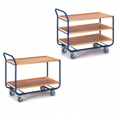 Rollcart Tischwagen mit 2-3 Etagen 775x475mm Buchedekor 20mm Rand