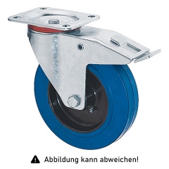 Rollcart Elastik-Lenkrolle mit Doppelstop Ø125x32mm in blau 150kg Tragkraft mit Kunststoff-Felge