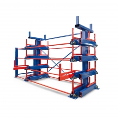 RR Industrietechnik Roll-Aus-Regal einseitg Typ RRA-D 2x4 Lagerebenen plus Dachablage