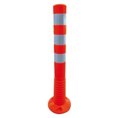 Schake Flexipfosten Ø80mm in rot mit weiß reflektierenden Streifen und Dübelbefestigung aus PUR 750mm hoch