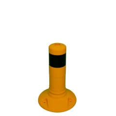 Schake Flexipfosten Ø80mm in gelb mit schwarzen Streifen und Dübelbefestigung aus PUR 300mm hoch