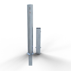 Schake Absperrpfosten herausnehmbar aus Stahlrohr verzinkt Ø102x2,9mm mit Profilzylinder und Stahlkappe 900mm Überflur