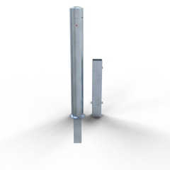 Schake Absperrpfosten herausnehmbar aus Stahlrohr verzinkt Ø108x2,9mm mit Profilzylinder und Stahlkappe 900mm Überflur