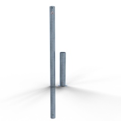 Schake Absperrpfosten herausnehmbar aus Stahlrohr verzinkt Ø60x2,5mm mit Stahlkappe 900mm Überflur ohne Verschluss und Ösen