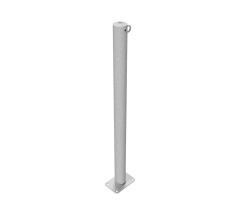 Schake Absperrpfosten aus Stahlrohr verzinkt Ø42x2,5mm mit aufgeschweißter Stahlkappe 900mm Überflur für Dübelbefestigung 100x150mm 1 Öse