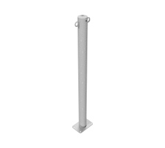 Schake Absperrpfosten aus Stahlrohr verzinkt Ø42x2,5mm mit aufgeschweißter Stahlkappe 900mm Überflur für Dübelbefestigung 100x150mm 2 Öse