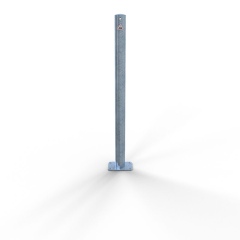 Schake Absperrpfosten aus Stahlrohr verzinkt Ø42x2,5mm mit aufgeschweißter Stahlkappe 900mm Überflur für Dübelbefestigung 100x150mm ohne Ösen