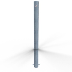 Schake Absperrpfosten ortsfest aus Stahlrohr verzinkt Ø89x2,9mm mit Dübelbefestigung und Stahlkappe 900mm Überflur