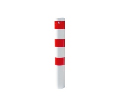 Schake Stahlrohrpoller ortsfest aus Stahlrohr verzinkt Ø193x3,2mm weiß mit rot reflektierenden Leuchtstreifen zum Einbetonieren 1200mm Gesamtlänge