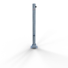 Schake Absperrpfosten umlegbar aus Stahlrohr verzinkt Ø60x2,5mm mit Dübelbefestigung, Dreikantverschluss und Stahlkappe 900mm Überflur