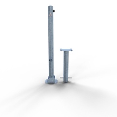 Schake Absperrpfosten umlegbar zum Einbetonieren aus Stahlrohr verzinkt Ø60x2,5mm mit Dreikantverschluss und Stahlkappe 900mm Überflur