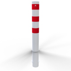 Schake Stahlrohrpoller ortsfest aus Stahlrohr verzinkt Ø152x3,2mm weiß mit rot reflektierenden Leuchtstreifen zum Einbetonieren 1500mm Gesamtlänge