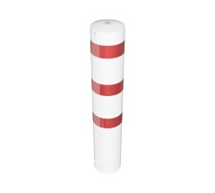 Schake Stahlrohrpoller ortsfest aus Stahlrohr verzinkt Ø273x5,0mm weiß mit rot reflektierenden Leuchtstreifen zum Einbetonieren 1500mm Gesamtlänge
