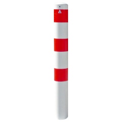 Schake Stahlrohrpoller ortsfest aus Stahlrohr verzinkt Ø193x3,2mm weiß mit rot reflektierenden Leuchtstreifen zum Einbetonieren 1500mm Gesamtlänge