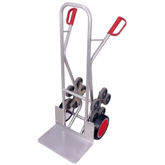 VARIOfit Aluminium Treppenkarre 200kg Tragkraft große Schaufel mit 2 fünfarmigen Radsternen Vollgummibereifung
